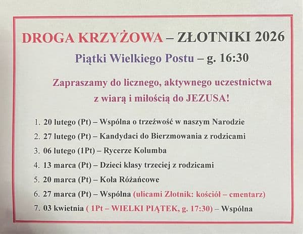 DROGA KRZYŻOWA 2026 - ZŁOTNIKI